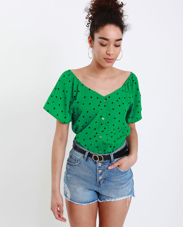 Chemisier à pois vert - Pimkie
