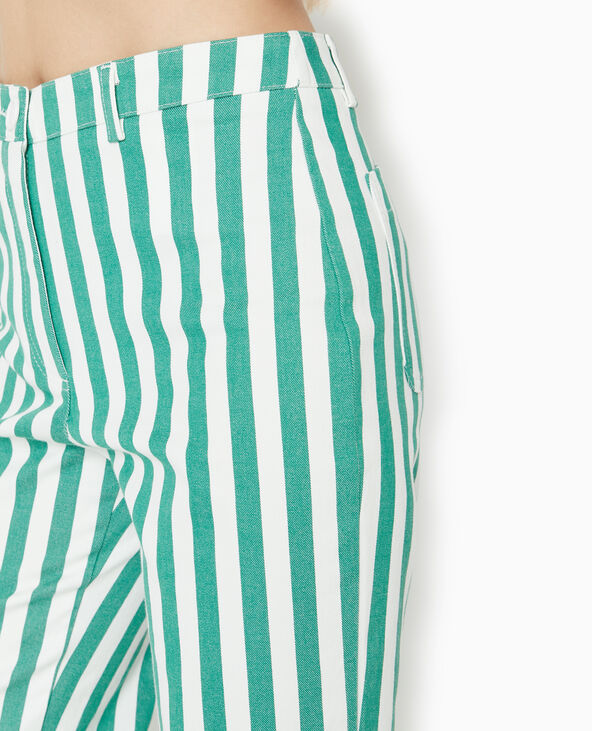 Pantalon droit taille haute avec rayures vert - Pimkie