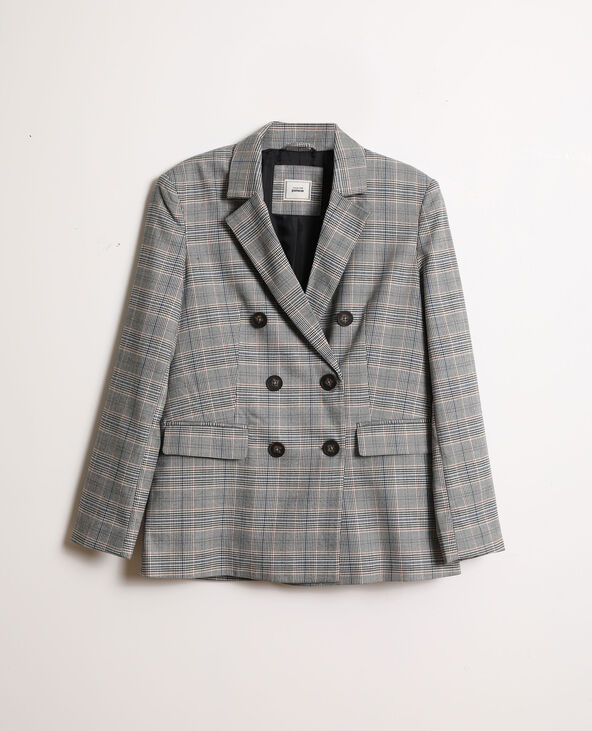 Blazer oversized à carreaux gris chiné - Pimkie