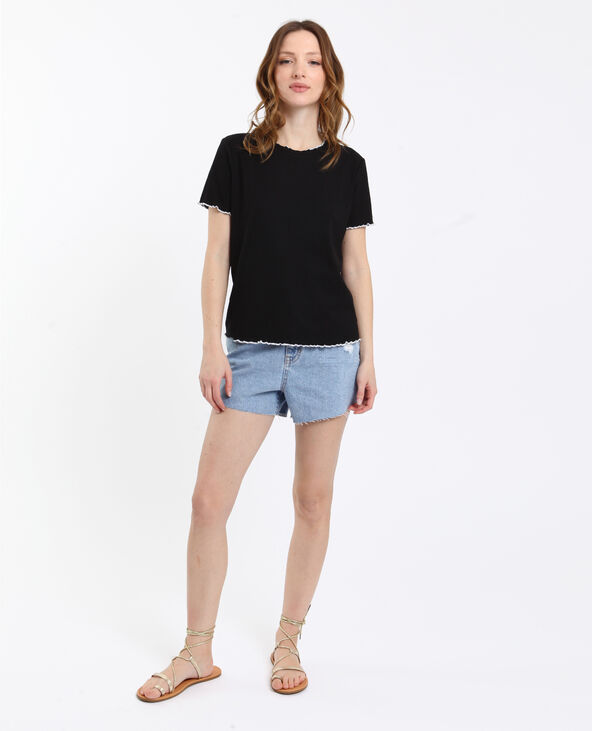 T-shirt cotelé noir - Pimkie