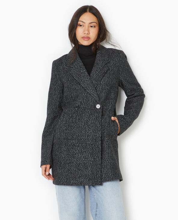 Manteau mi-long avec laine gris foncé - Pimkie