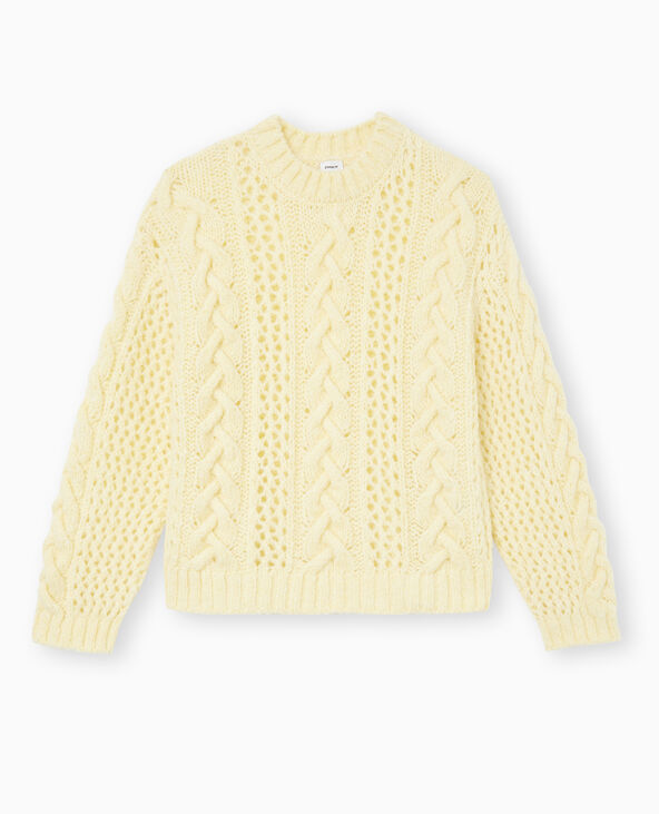 Pull en maille ajourée et torsadée Jaune pâle - Pimkie