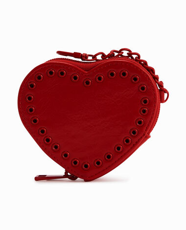 Porte-monnaie cœur effet cuir et studs rouge - Pimkie