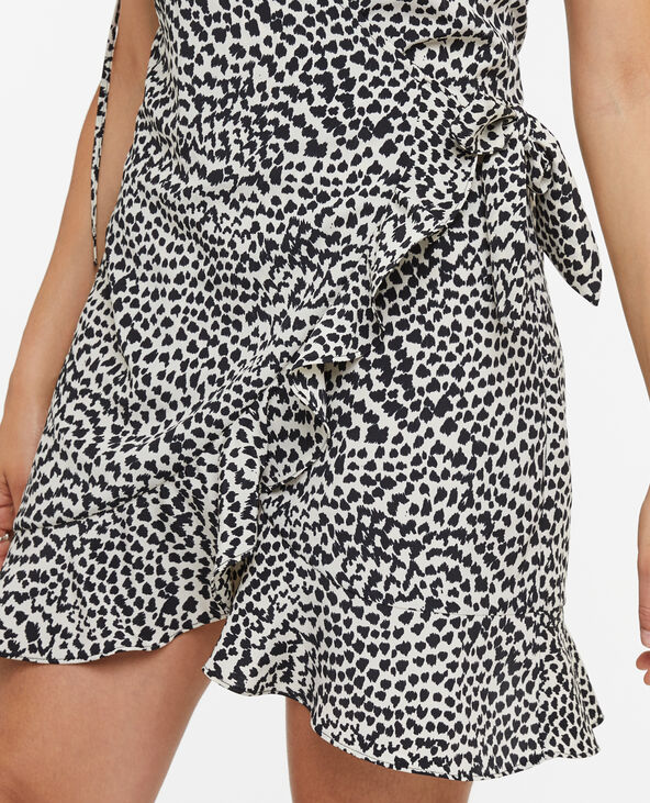 Robe courte porte-feuille avec volant noir - Pimkie