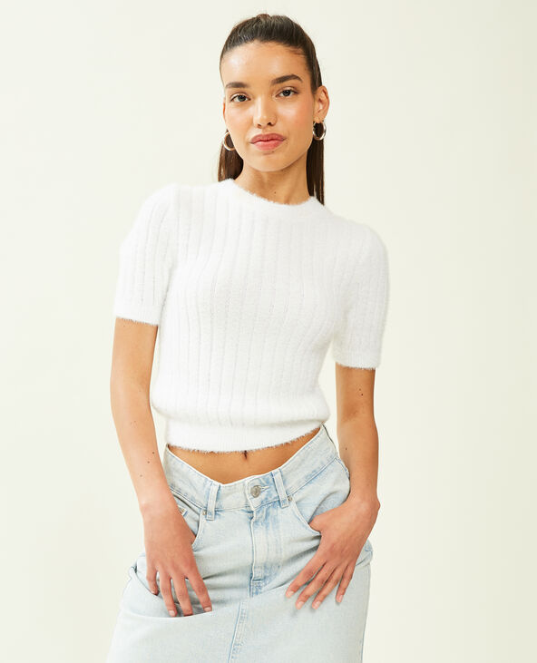 Pull duveteux manches courtes