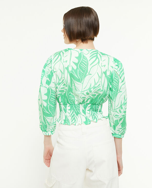 Blouse courte effet cache-cœur vert olive - Pimkie
