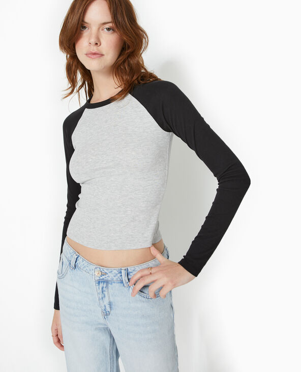 T-shirt manches longues raglan noir - Pimkie