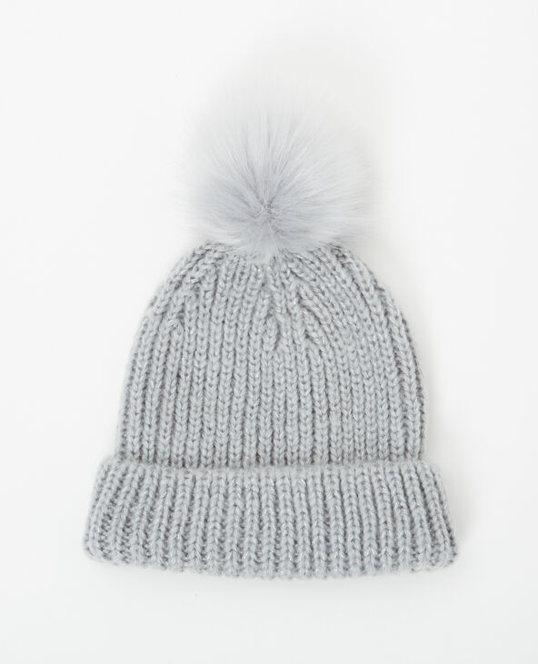 Bonnet à pompon gris foncé - Pimkie