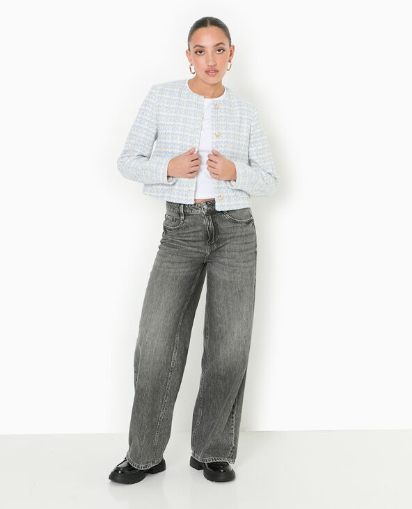 Veste droite en tweed bleu - Pimkie