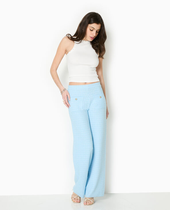 Pantalon en maille à carreaux bleu - Pimkie