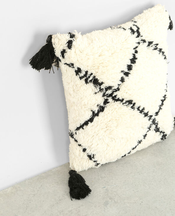 Grand coussin berbère à pompons blanc - Pimkie