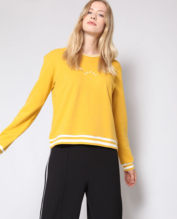 Sweat à message jaune ocre - Pimkie