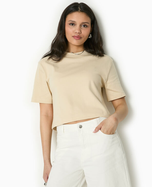 T-shirt ample et court beige - Pimkie