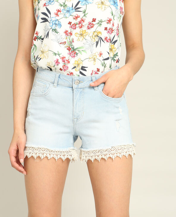 Short en jean dentelle Pimkie