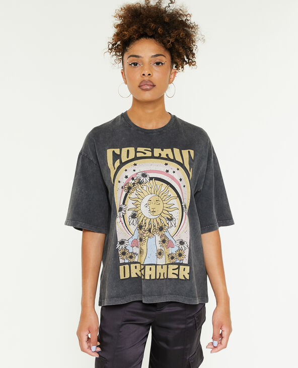 T-shirt oversize avec imprimé gris foncé - Pimkie