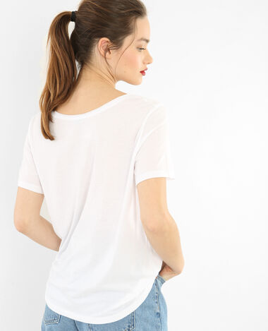 T-shirt col raw cut blanc - Pimkie