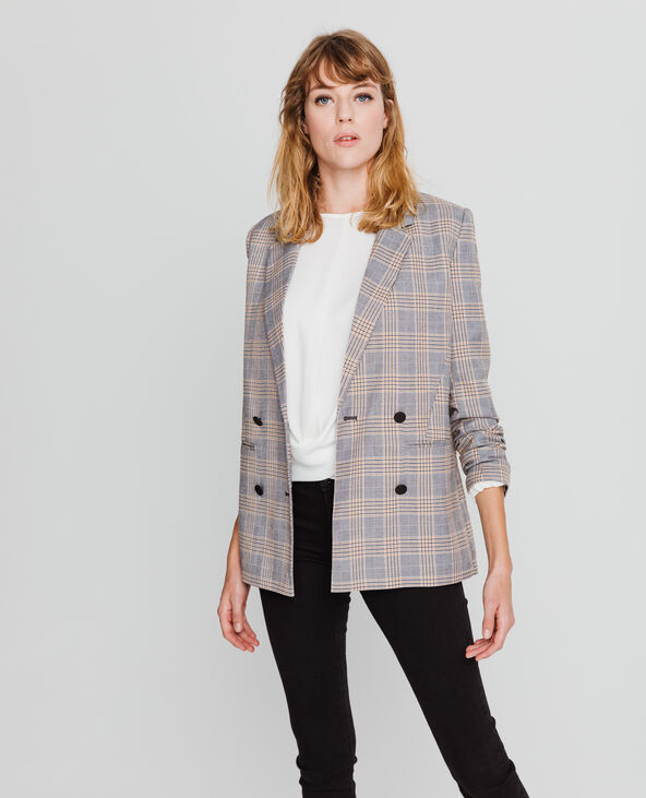 Blazer à carreaux camel - Pimkie