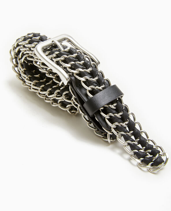 Ceinture en chaînes et lacets noir - Pimkie