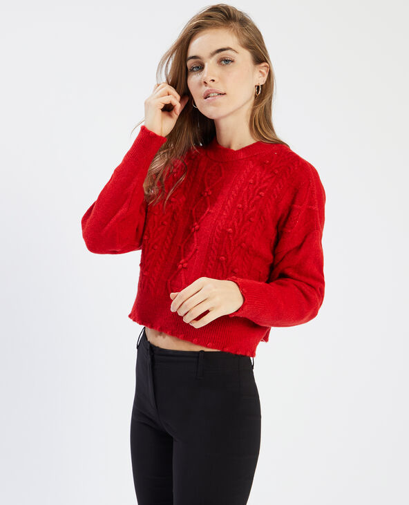 Pull torsadé rouge - Pimkie