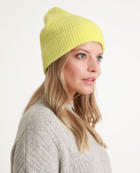 Bonnet à revers jaune - Pimkie