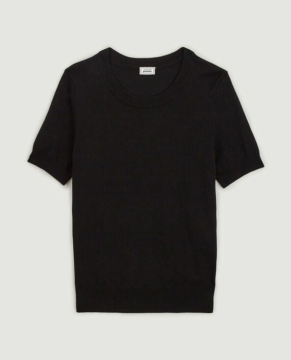 Pull manches courtes en maille fine noir - Pimkie