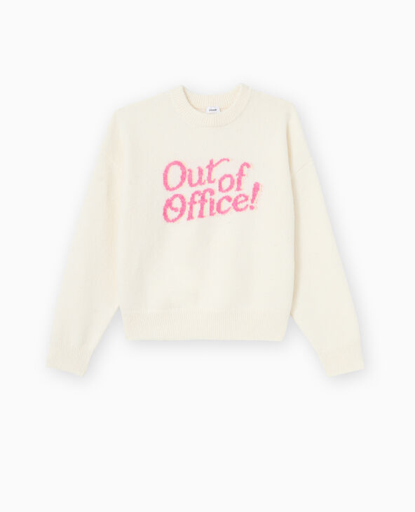 Pull en maille avec message blanc - Pimkie