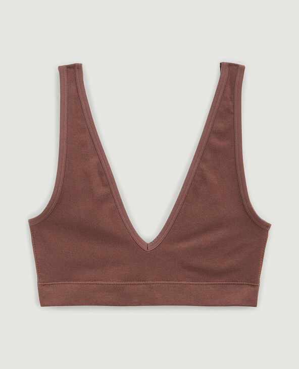 Brassière col V sans coutures marron - Pimkie