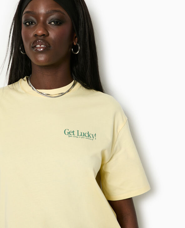 T-shirt oversize avec print devant et dos Jaune pâle - Pimkie