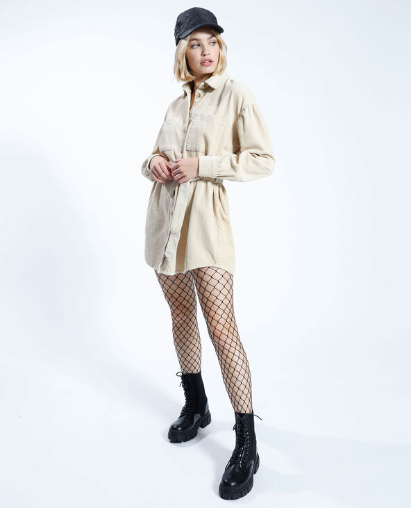 Surchemise en velours avec ceinture beige - Pimkie