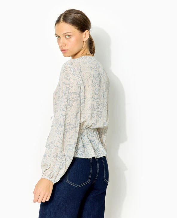 Blouse manches longues motif cachemire bleu - Pimkie