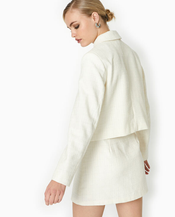 Veste en tweed droite et boutonnée blanc - Pimkie