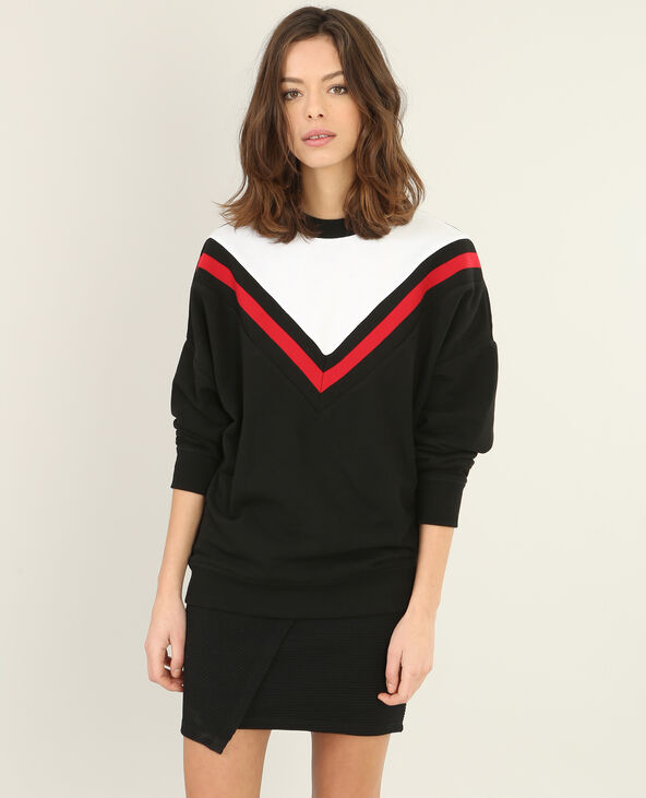 Sweat tricolore noir - Pimkie