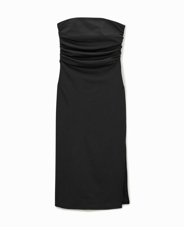 Robe longue bustier avec fronces côtés noir - Pimkie