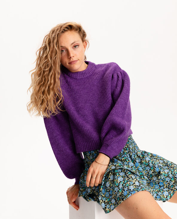 Pull court en grosse maille violet - Pimkie