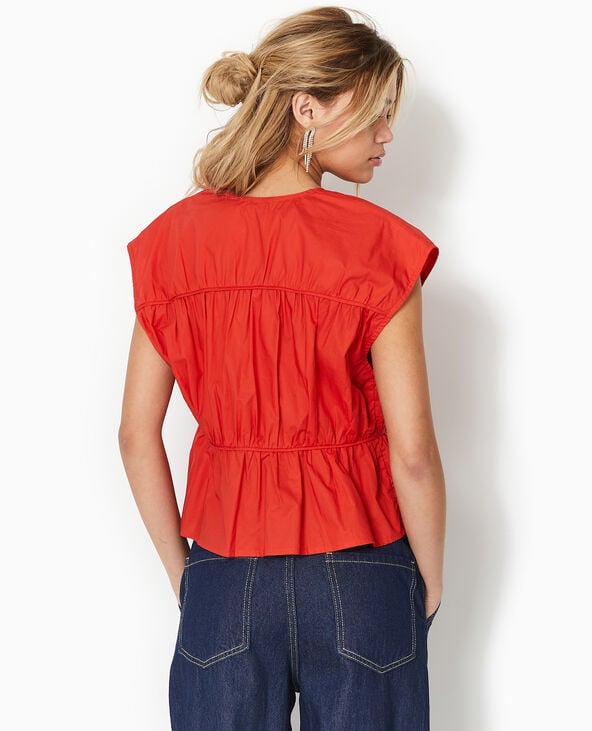 Blouse sans manches avec liens à nouer et fronces rouge - Pimkie