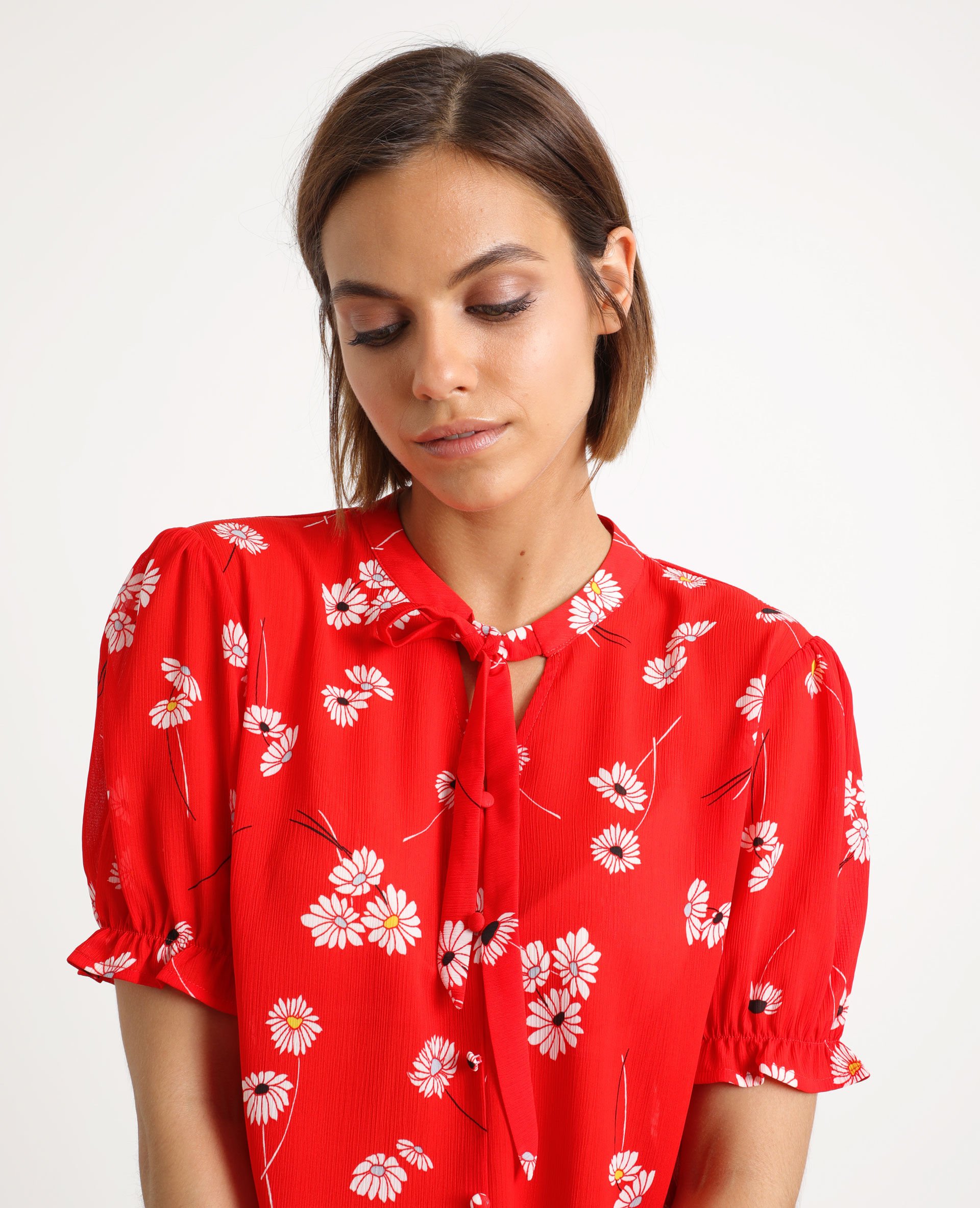 Chemisier fleuri rouge - 561897318E29 | Pimkie