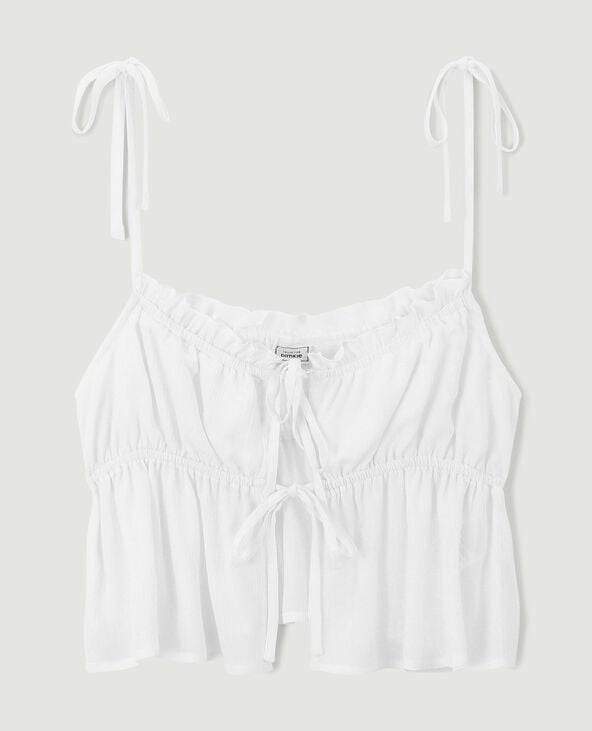Top court avec volants  blanc - Pimkie