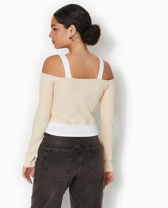 Top court effet 2 en 1 beige - Pimkie