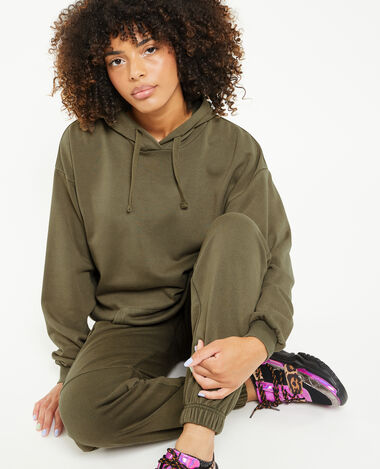 Sweat capuche oversize effet lavé vert kaki - Pimkie
