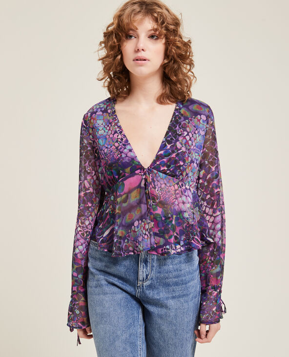 Blouse fluide à nouer violet - Pimkie