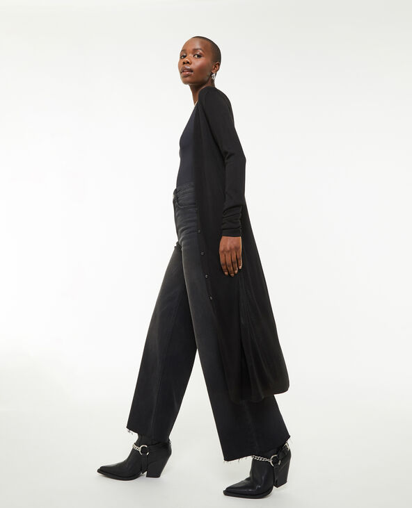 Gilet long en maille noir - Pimkie