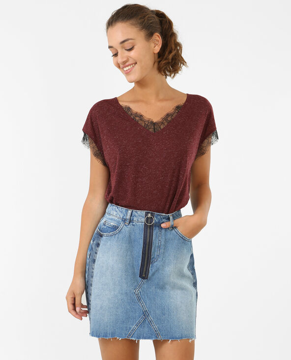 T-shirt dentelle violet - Pimkie