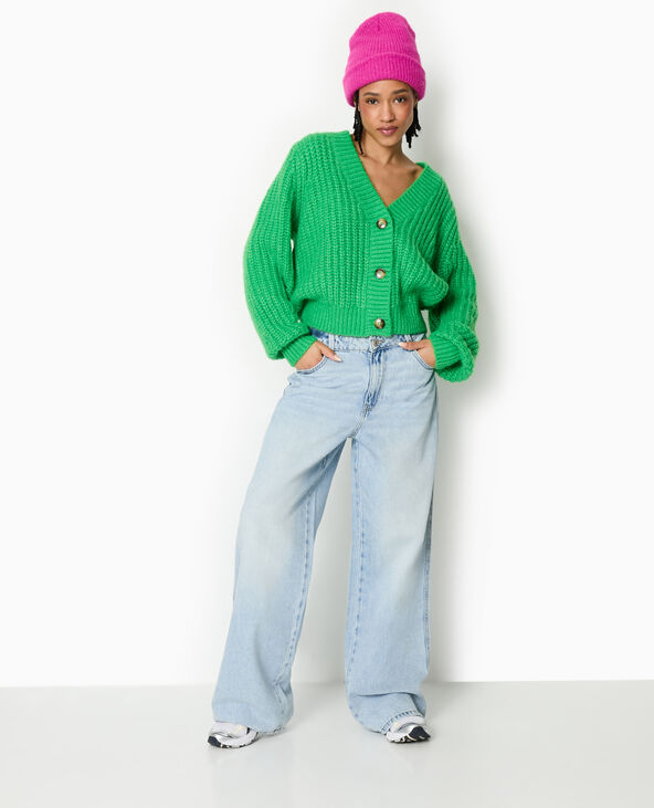 Gilet grosses mailles vert - Pimkie
