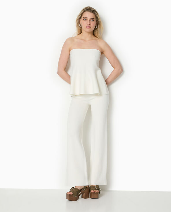 Top bustier évasé en maille blanc - Pimkie