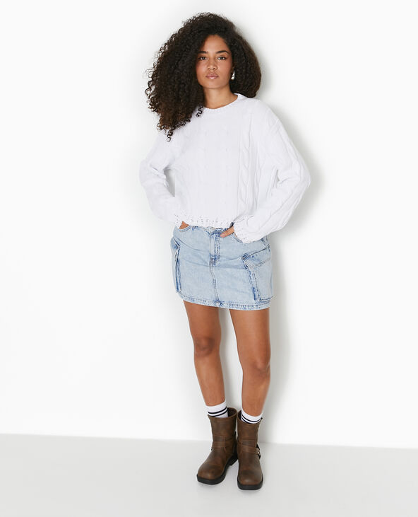 Pull en maille torsadée et déjaugée blanc - Pimkie