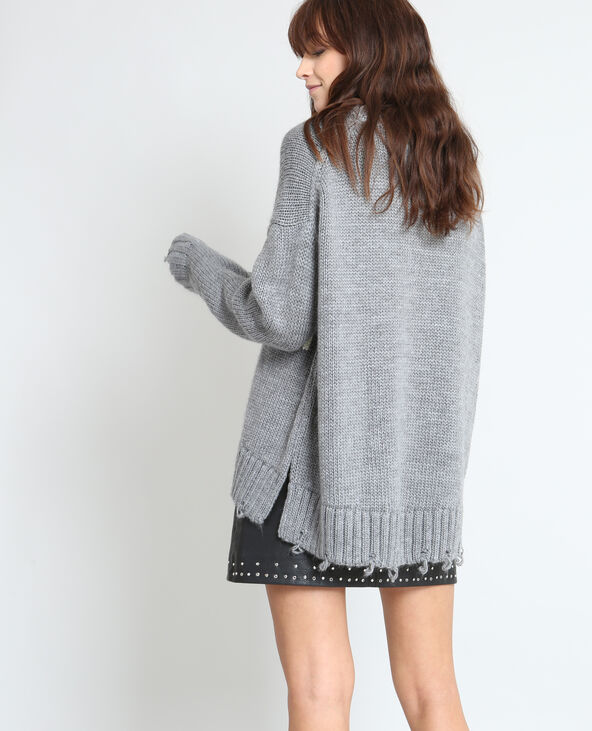 Pull XL à message gris chiné - Pimkie