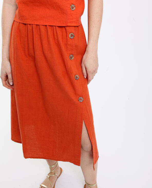 Jupe midi marron - Pimkie