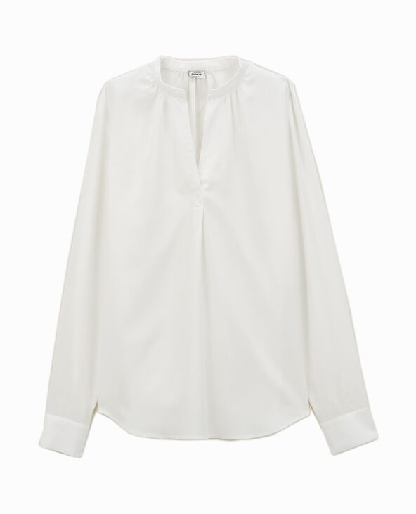 Blouse manches longues en tissu crêpe écru - Pimkie