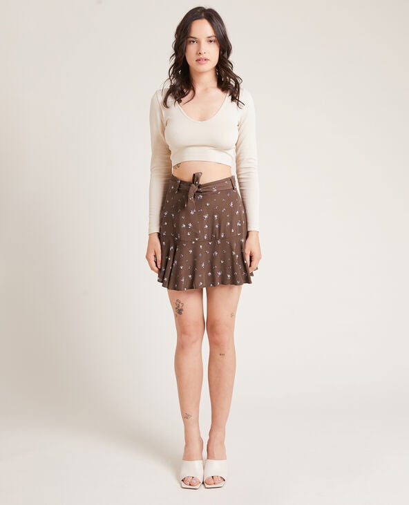 Jupe-short à volant taupe - Pimkie