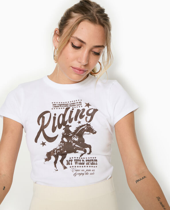 T-shirt ajusté avec print blanc - Pimkie